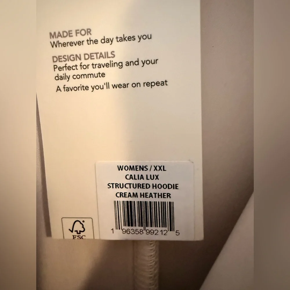 Calia Lux Structured Hoodie Cream Heather, XXL - Picture 3 of 6